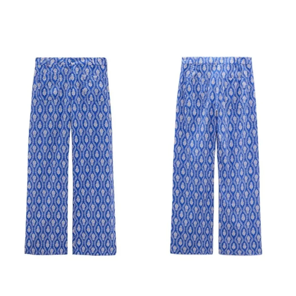 ZARA PRINTED LONG PANTS BLUE | 3198/246